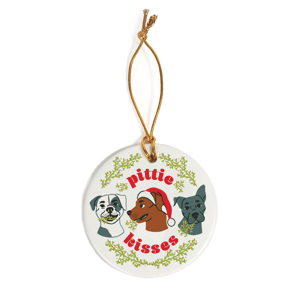 Pittie Kisses Under The Mistletoe Ornament