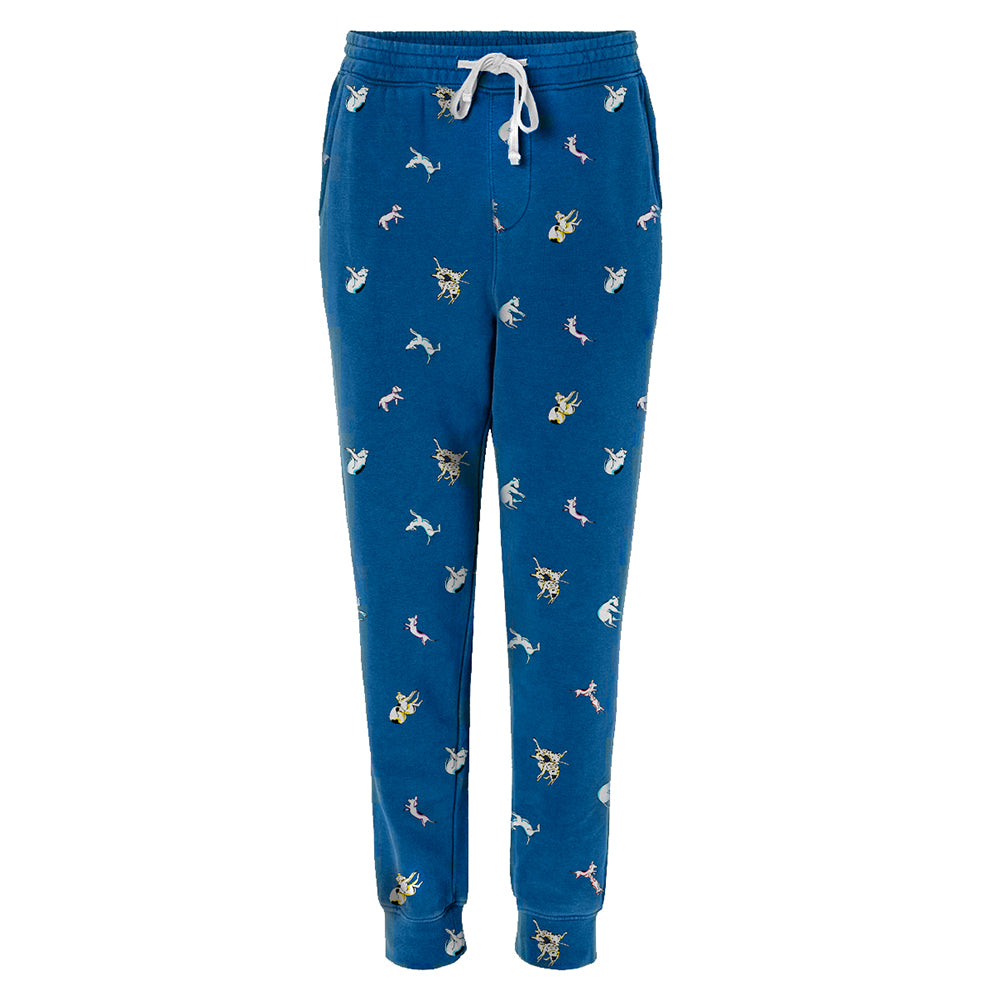 Men's Loungewear Skiing Penguin Print Warm Winter Fleece Pajama Pants