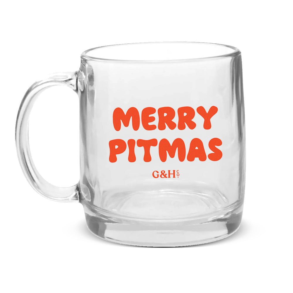 Festive AF Christmas Mug, 13oz Clear Glass Mug, Fun Coffee Lover