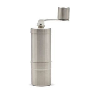 metallic silver hand coffee grinder 