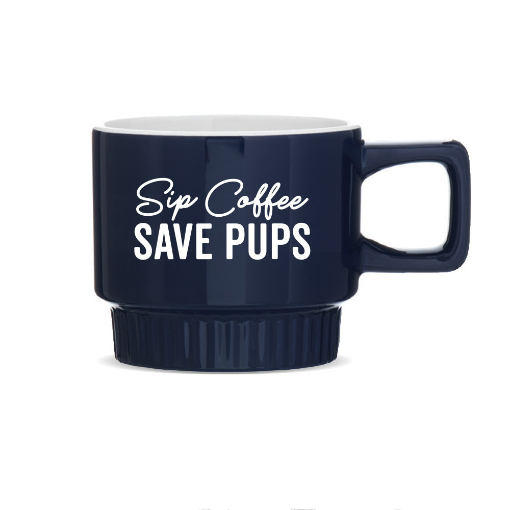 Sip Coffee Save Pups Ceramic Stackable Mug