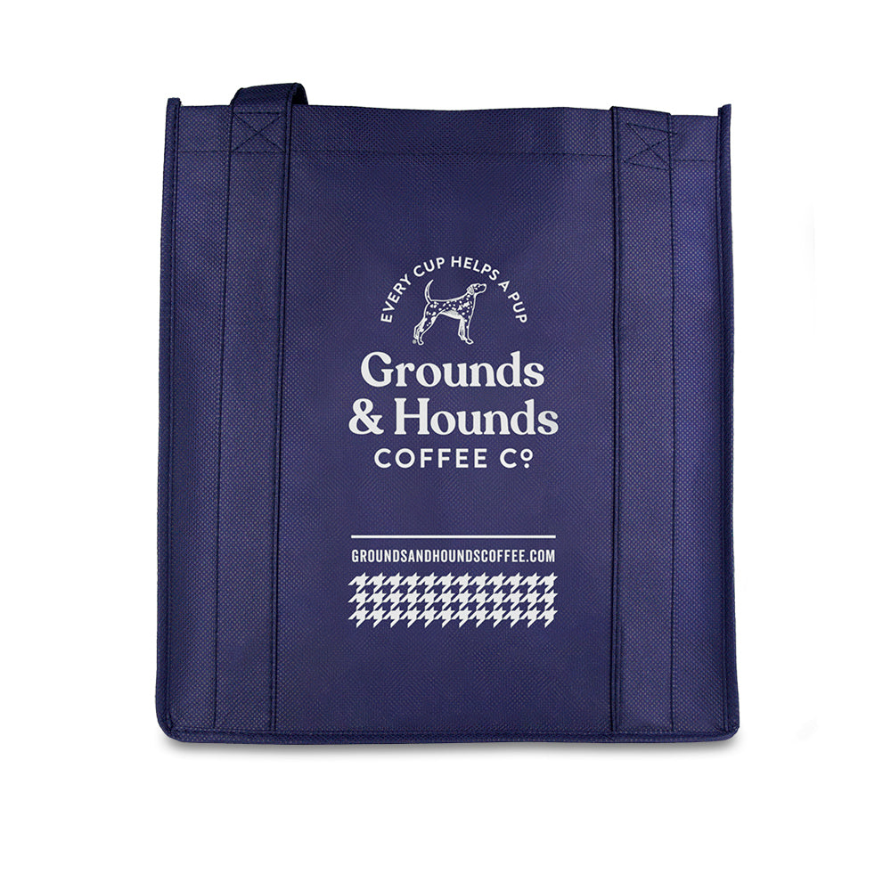 Navy blue grocery bag, reusable, recycle