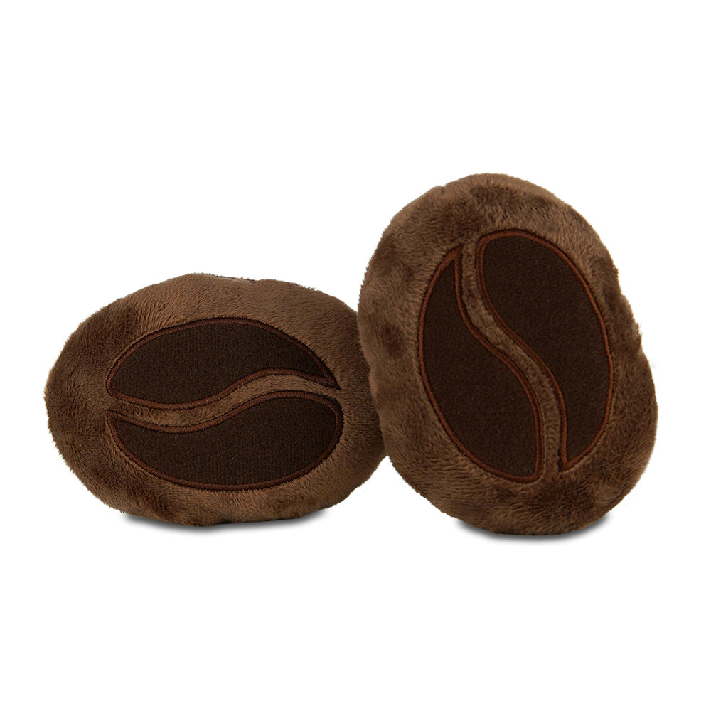 Plush Coffee bag dog toy with removable fuzzy beans