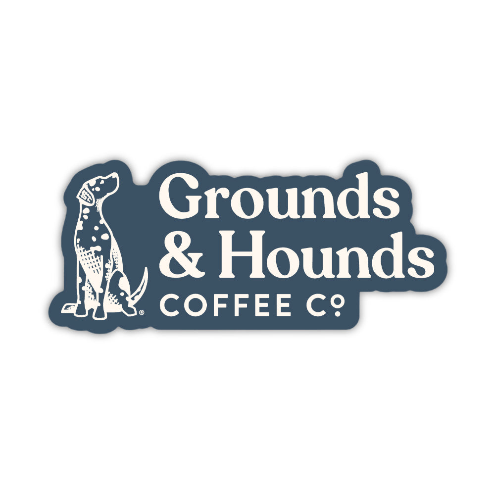 navy blue and white grounds &amp; hounds logo sticker