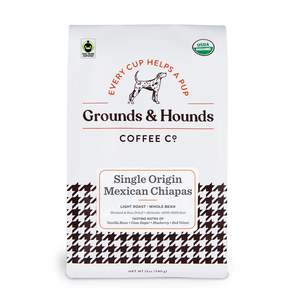 12 ounce bag of single origin mexican chiapas light roast coffee